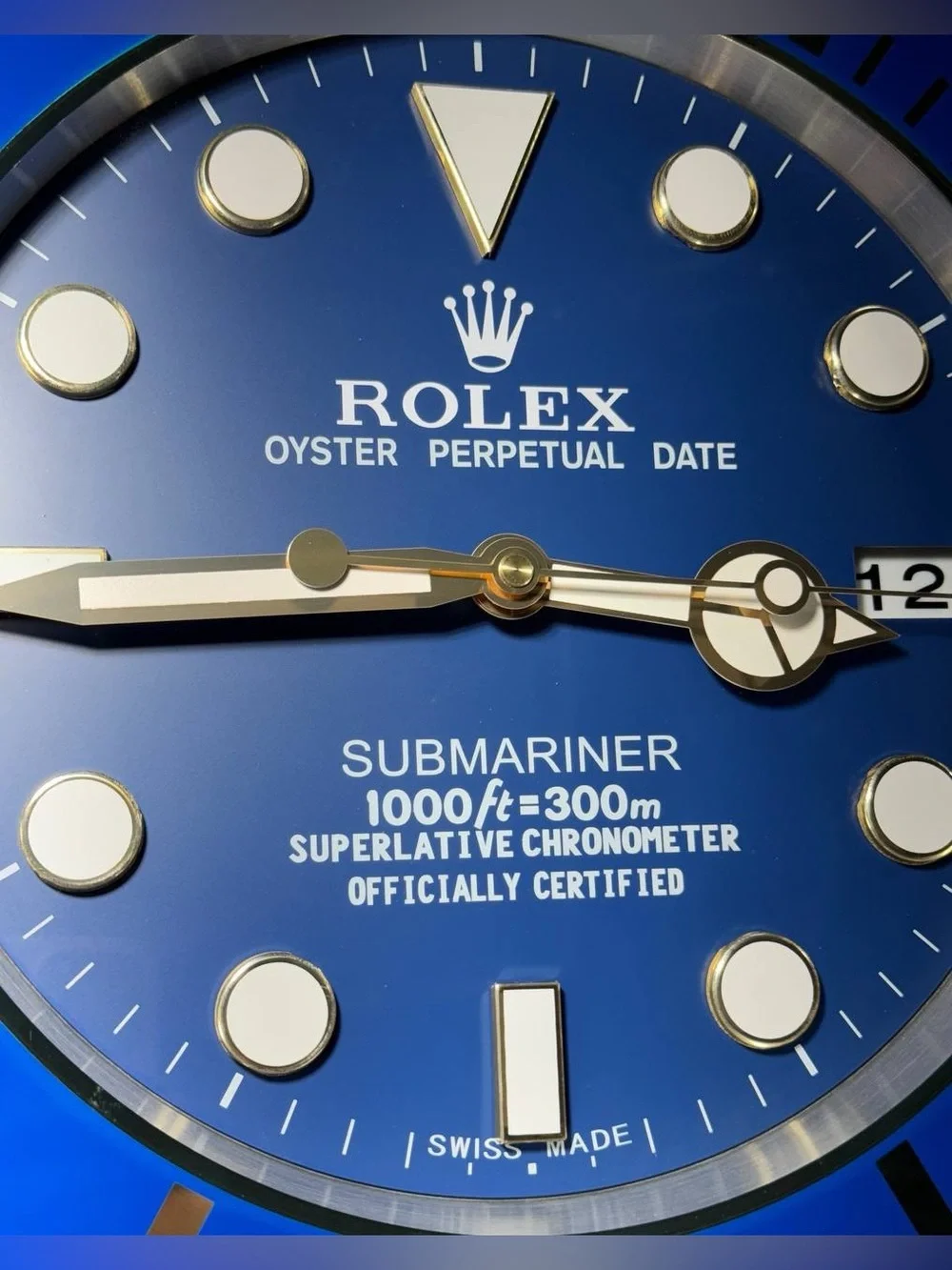 SUBMARINER Bluesy Wall Clock | Yellow Gold Bezel Insert & Blue Dial